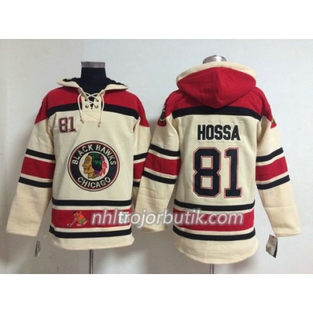 Män Ishockey Chicago Blackhawks Marian Hossa 81 Vit Sawyer Hooded Sweatshirt